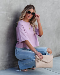 Her Cotton Cropped Tee - Dark Mauve