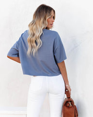 Her Cotton Cropped Tee - Denim Blue