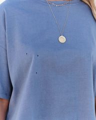 Her Cotton Cropped Tee - Denim Blue