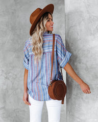 Here We Go Striped Button Down Top