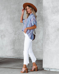 Here We Go Striped Button Down Top