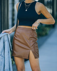 Hickory Faux Leather Mini Skirt