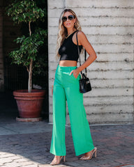 Hidden Gem Pocketed Wide Leg Pants - Green