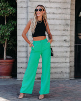 Hidden Gem Pocketed Wide Leg Pants - Green