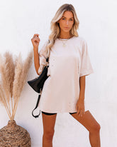 His Cotton Oversized Tee - Whisper Taupe