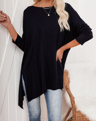 Holiday Weekend Cotton Long Sleeve Tunic - Navy