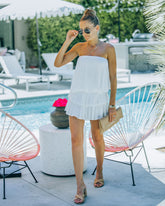 Hollis Strapless Smocked Ruffle Romper - White