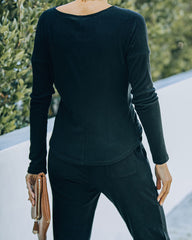 Homey Twist Front Knit Top - Black