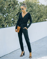 Homey Twist Front Knit Top - Black