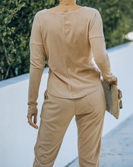 Homey Twist Front Knit Top - Latte