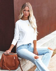 Horizon Long Sleeve Knit Top - White