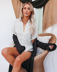 Huntington Linen Pinstripe Button Down Top