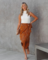 Hutchinson Printed Satin Wrap Midi Skirt