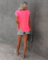 Hypnotic Knit Pocket Tee - Neon Pink