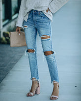 Memento High Rise Distressed Denim