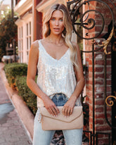 Ibiza Sequin Criss Cross Cami Tank