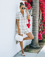 Iggy Cotton Gingham Collared Crop Top