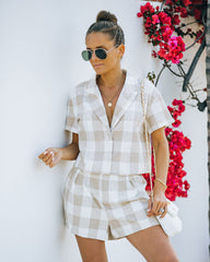 Iggy Cotton Gingham Collared Crop Top