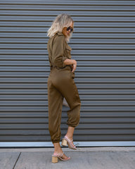 Impressive Moment Pocketed Utility Jumpsuit - Olive