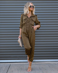 Impressive Moment Pocketed Utility Jumpsuit - Olive