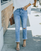 Improv High Rise Distressed Slim Straight Denim