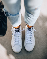 In The Crowd Studded High-Top Sneaker - White