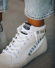 In The Crowd Studded High-Top Sneaker - White