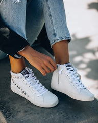 In The Crowd Studded High-Top Sneaker - White