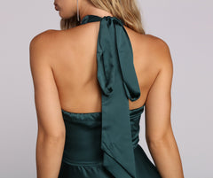 India Satin Tie Neck Gown