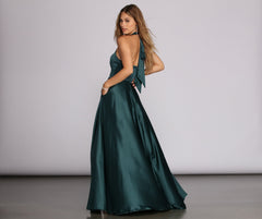 India Satin Tie Neck Gown