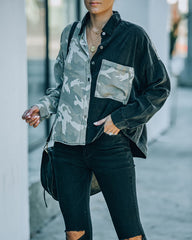Indio Tencel Button Down Camo Top