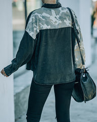 Indio Tencel Button Down Camo Top