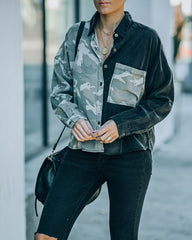 Indio Tencel Button Down Camo Top