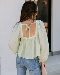 Indra Square Neck Crop Blouse - Sage