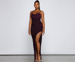 Inez Formal High Slit Ruched Dress