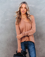 Infinity Cotton Blend Long Sleeve Pocket Top - Mocha