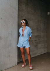 Infinity Cotton Pocketed Shorts - Baby Blue