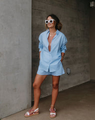 Infinity Cotton Pocketed Shorts - Baby Blue