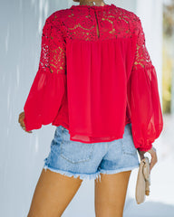 Ireland Crochet Lace Blouse - Red
