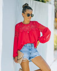 Ireland Crochet Lace Blouse - Red