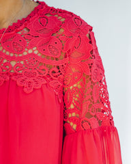 Ireland Crochet Lace Blouse - Red