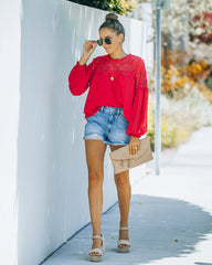 Ireland Crochet Lace Blouse - Red