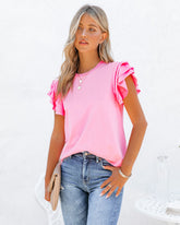 Irena Cotton Ruffle Sleeve Top