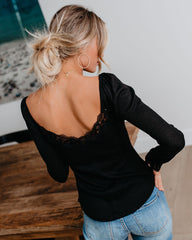 Isn'T It Romantic Lace Henley Top - Black