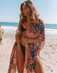 It Just Blooms Kimono - Nude/ Teal