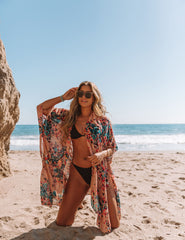 It Just Blooms Kimono - Nude/ Teal