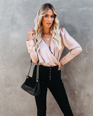 Ivette Satin Drape Bodysuit - Champagne