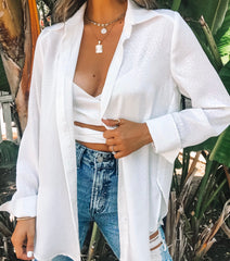 Izabel Spotted Button Down Blouse - White