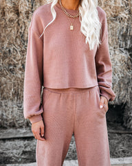 Izzy Cotton Blend Cropped Long Sleeve Top - Mocha