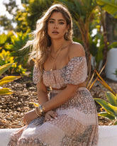 Jabez Printed Off The Shoulder Crop Top